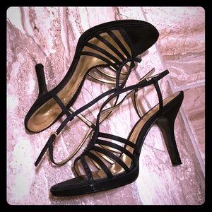 Black, jewel detailed heels